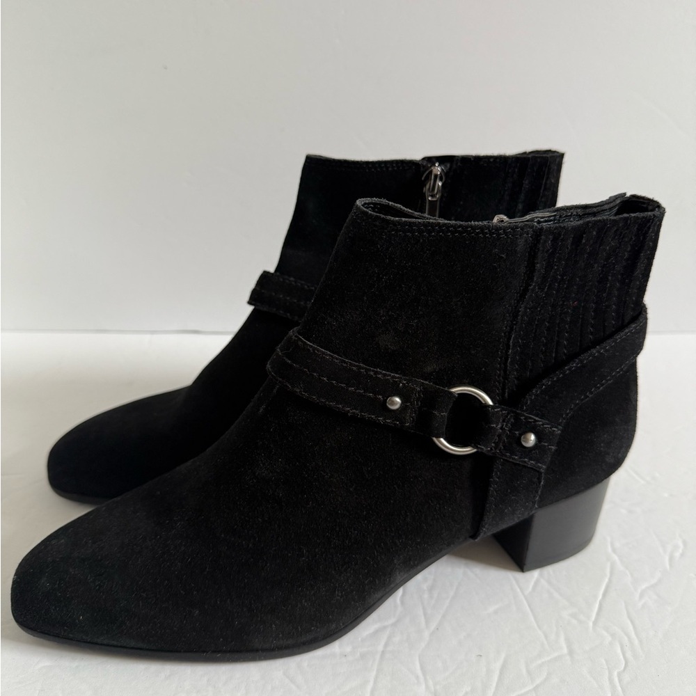 Essex Lane Black Ankle Booties Boots Real Suede Women Size 11